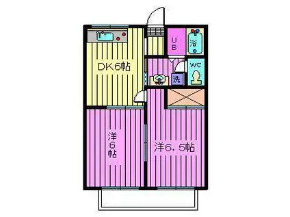 メルベーユII(2DK/1階)の間取り写真