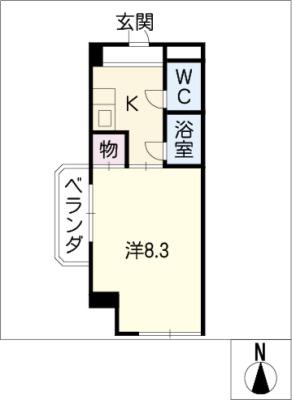 スカイレジデンス(1K/3階)の間取り写真