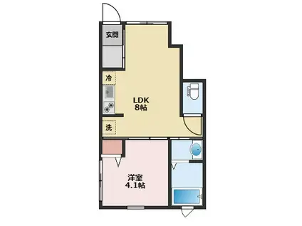 クイーンズテラス(1LDK/1階)の間取り写真