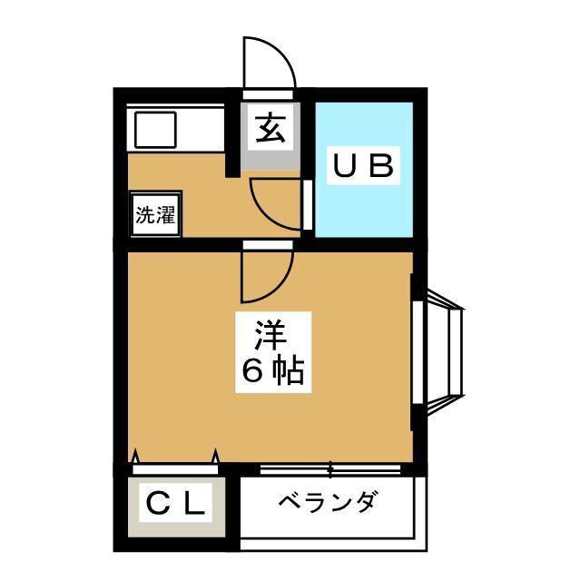 イワサレジデンス B棟(1K/2階)の間取り写真