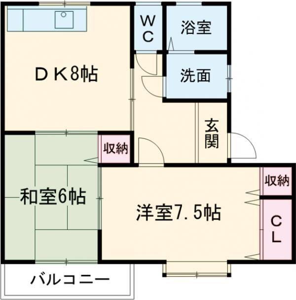 ペルラハウス(2LDK/2階)の間取り写真