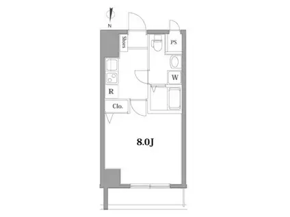 プレストマーロ両国(1K/3階)の間取り写真