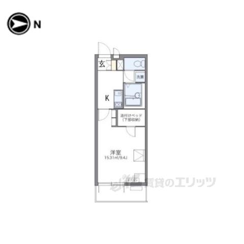 レオパレスMARUTO京田辺(1K/1階)の間取り写真