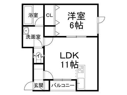 はまなすI(1LDK/2階)の間取り写真