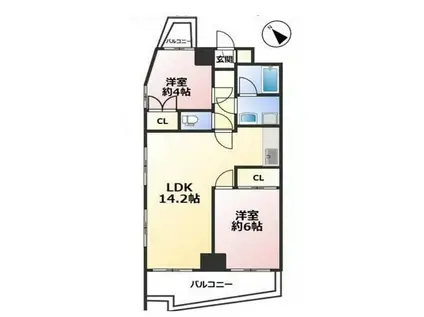 クレドール西明石I(2LDK/5階)の間取り写真