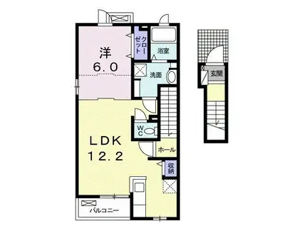 COZY CREST A(1LDK/2階)の間取り写真