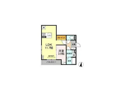 D-CRINUM 下土狩(1LDK/3階)の間取り写真