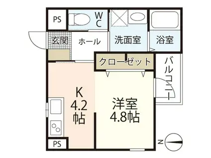 GLYCINE COURT 長束(ワンルーム/1階)の間取り写真