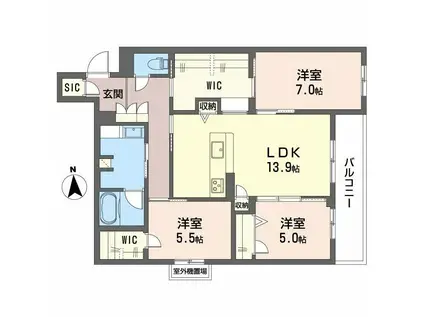 フレシア天王寺(3LDK/3階)の間取り写真