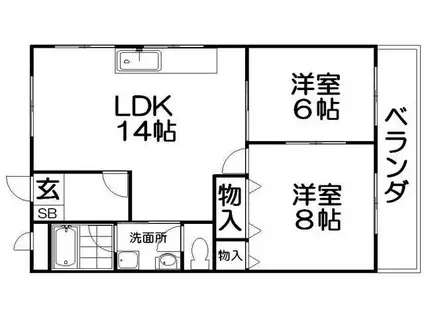 レオハイム東山(2LDK/5階)の間取り写真