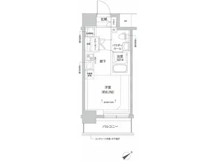 リルシア横濱反町(ワンルーム/1階)の間取り写真