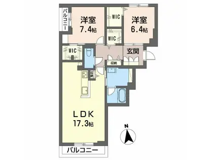シャーメゾンソレイユ(2LDK/3階)の間取り写真