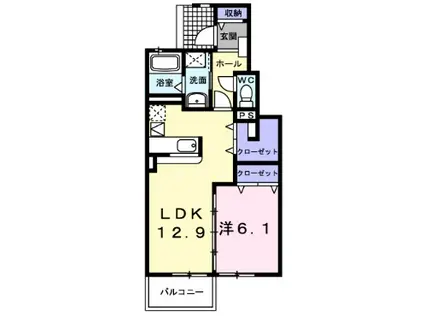 モダンK・I(1LDK/1階)の間取り写真