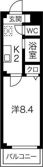 レジデンス司III(1K/2階)の間取り写真