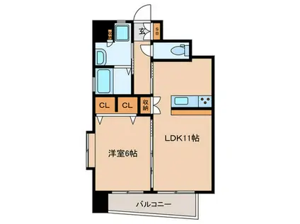 扶桑ホール上之園(1LDK/2階)の間取り写真