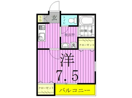 ル・ソレイユII(1K/2階)の間取り写真