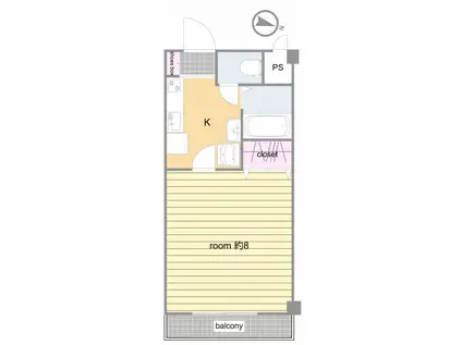 グランドール武蔵浦和(1K/2階)の間取り写真