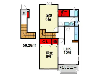 ツインセリエス(2LDK/2階)の間取り写真