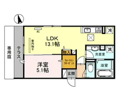 エスタ・ビエン(1LDK/1階)の間取り写真