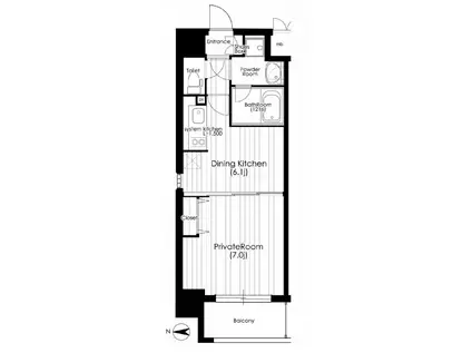 南森町プライマリーワン(1DK/4階)の間取り写真