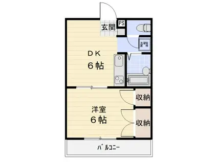 オーチャードIII(1DK/2階)の間取り写真