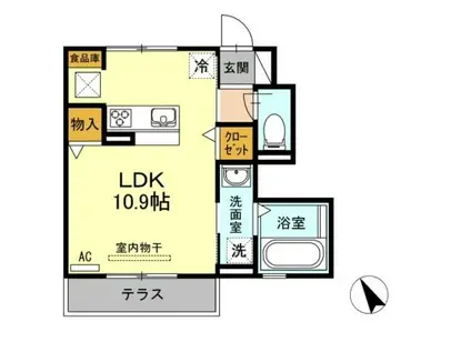 ディアコート(ワンルーム/1階)の間取り写真