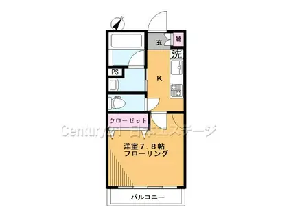 日吉第1コーポ(1K/2階)の間取り写真