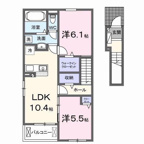 グランベリー(2LDK/2階)の間取り写真