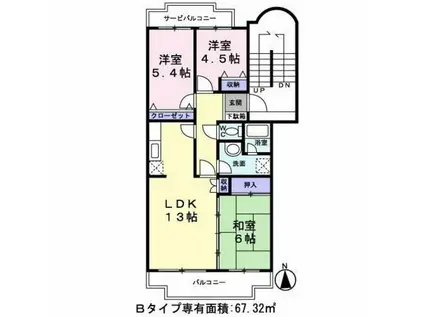 ビューテラスパティオ(3LDK/5階)の間取り写真