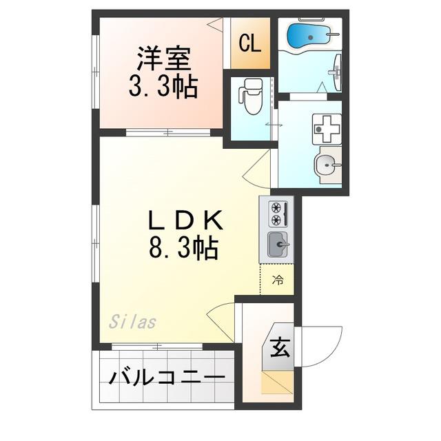ハーモニーテラス花園寺ノ内町(1LDK/3階)の間取り写真