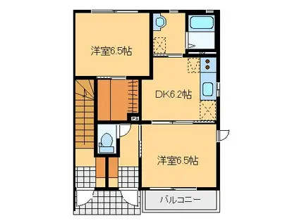 ボナール千吉良E(2DK/1階)の間取り写真