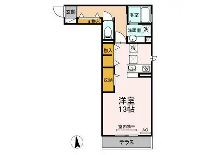 ハイアークE(ワンルーム/2階)の間取り写真