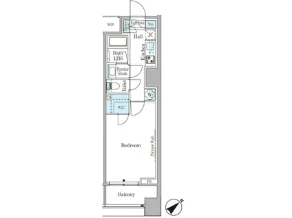 ルビア赤坂(1K/11階)の間取り写真