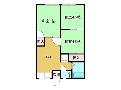 旭が丘ハイツ(3DK/2階)の間取り写真