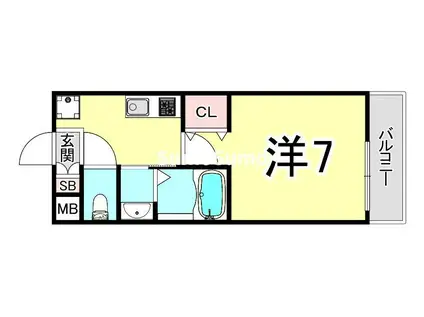 AILE南塚口V(1K/1階)の間取り写真