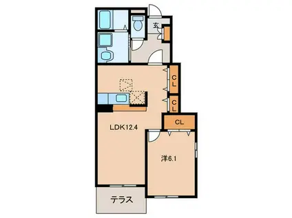 クウ・ラブB(1LDK/1階)の間取り写真