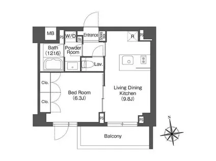 CONTRAL NAKAMEGURO(1LDK/2階)の間取り写真