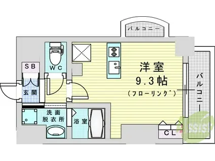 LUXE新大阪4(1K/6階)の間取り写真