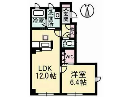 グランドール津高(1LDK/1階)の間取り写真