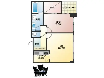 アステリオ北堀江ザメトロタワー(1LDK/18階)の間取り写真