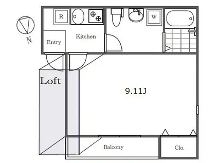 プリモヴィータ(1K/3階)の間取り写真