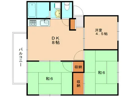 ウィンディア福間C棟(3DK/2階)の間取り写真