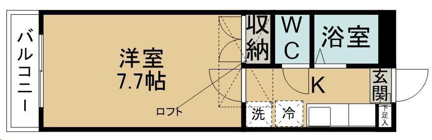 ティエラひかり1号館(1K/2階)の間取り写真