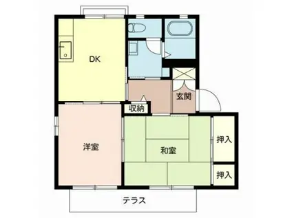 ハイツツェントリィシュD(2DK/2階)の間取り写真