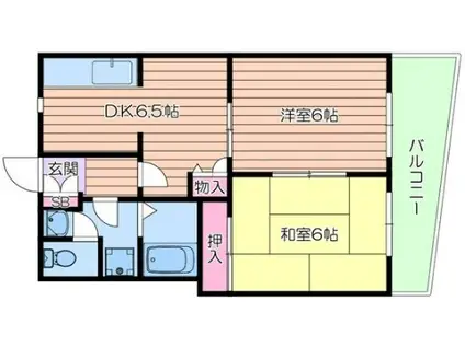 シャルル武庫之荘(2DK/1階)の間取り写真
