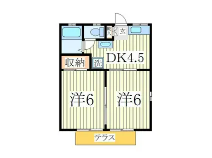メゾンミヤコII(2DK/1階)の間取り写真