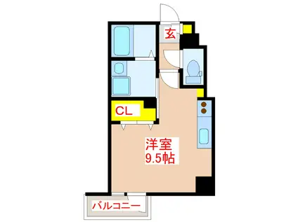 BONHEUR(ワンルーム/2階)の間取り写真