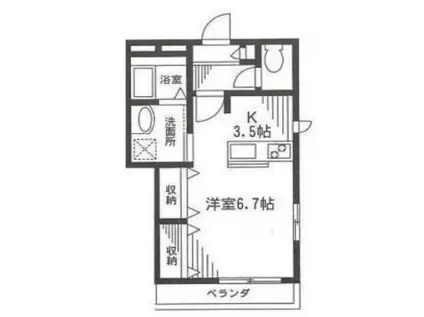 スプリング メロディー(ワンルーム/3階)の間取り写真