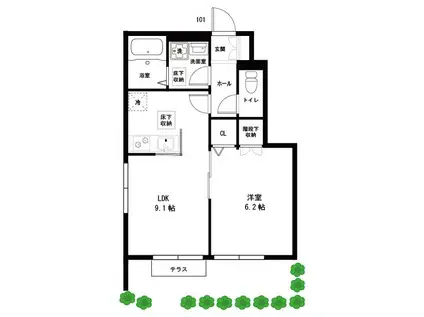 VISTA宮前(1LDK/1階)の間取り写真
