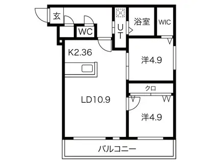 ジュエル琴似(2LDK/4階)の間取り写真